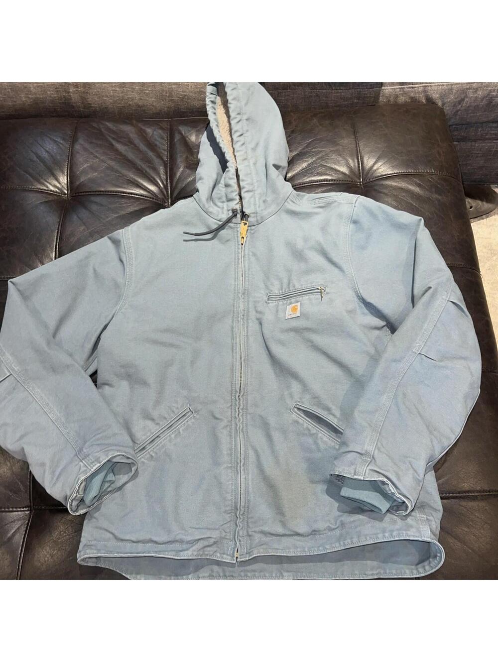 Carhartt Jacket Womens Medium Seaglass Blue Sierra Canvas Sherpa Lined WJ141-331